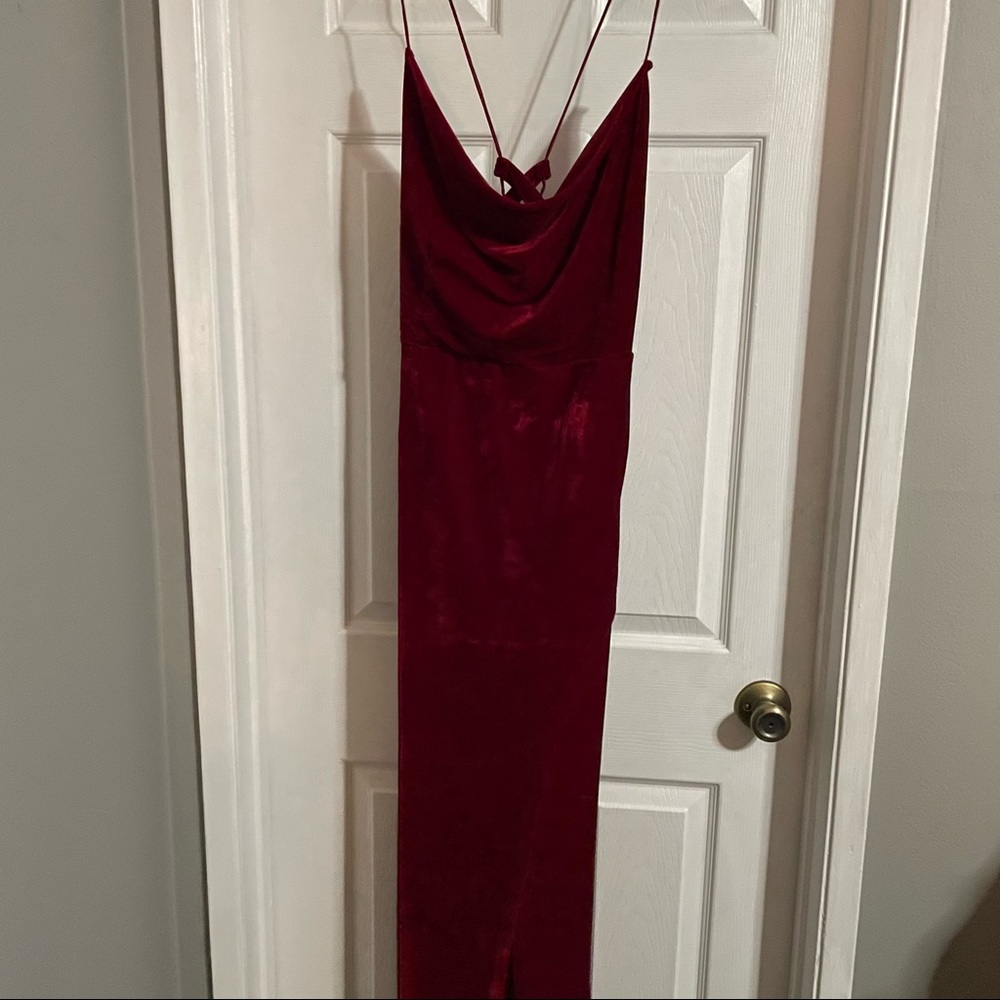 Love You Mean It Velvet Maxi Dress - Red - 1X